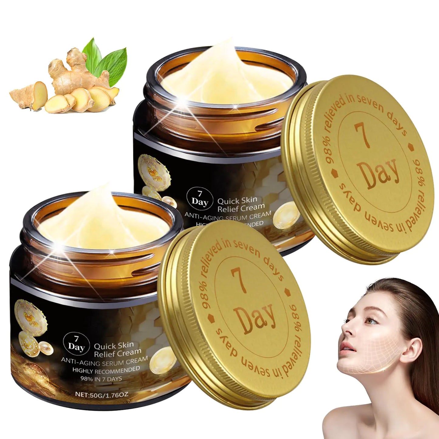 qiloos 2Pcs 7-Day Quick Skin R-epair Cream Bee Venom Skin R-epair Cream 7-Day Multi-Effect All-in-One Skin Care Cream Intensive Skin Care and Wrinkle Reduction Skin Care Cream for All Skin Types